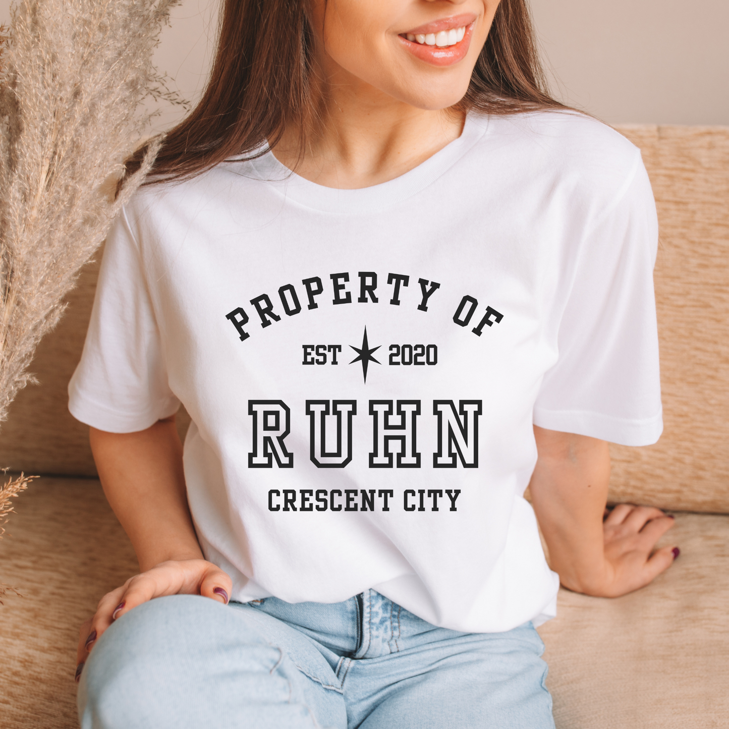 Crescent City Property Of Ruhn Danaan Collegiate White T-shirt Maasiverse Crown Prince Valbaran Merch Classic Unisex Crewneck Tshirt