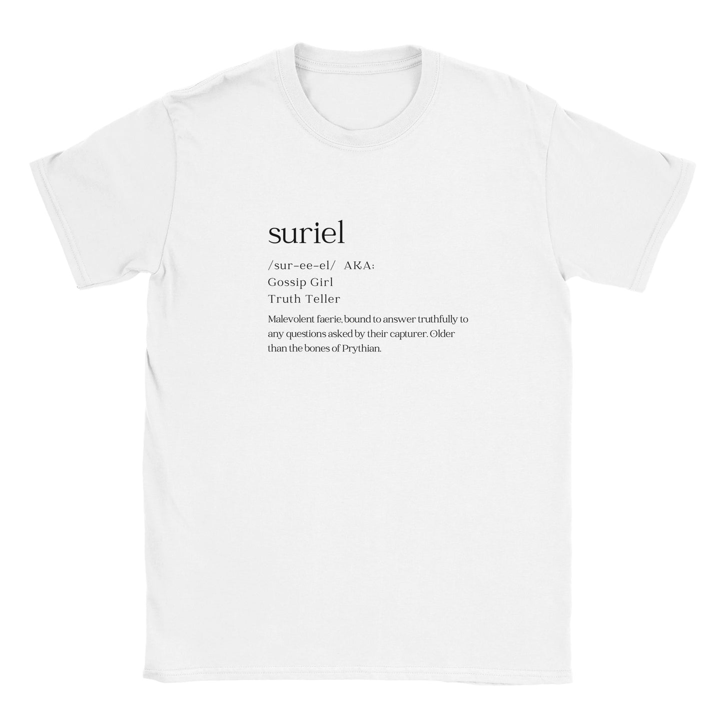 ACOTAR Suriel Dictionary Truth Speaker Night Court White T-shirt Bookish Booktok Merch Velaris Unisex Oversized Crewneck Tee