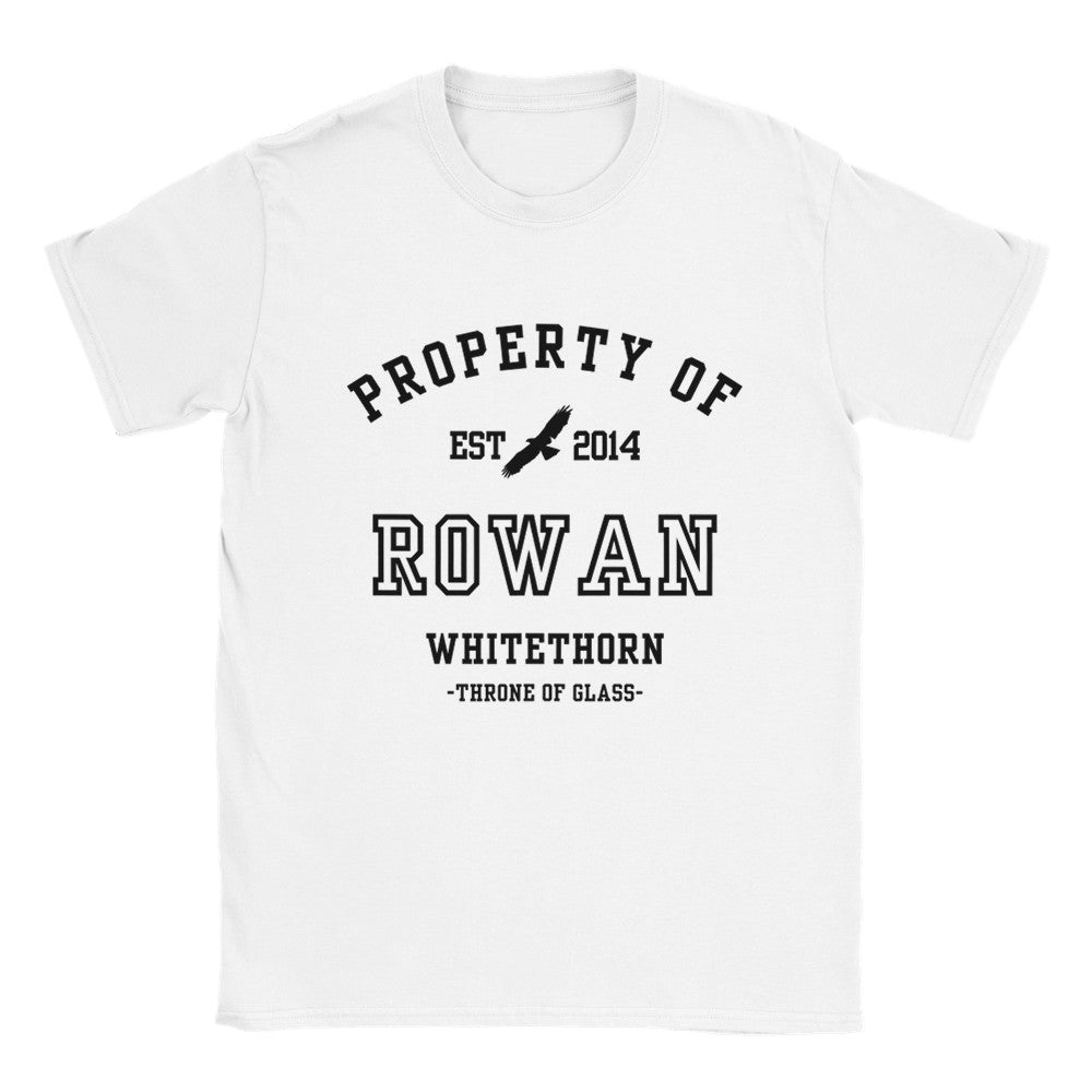 Throne of Glass Property Of Rowan Whitethorn Collegiate White T-shirt Maasiverse Merch Classic Unisex Crewneck Tshirt