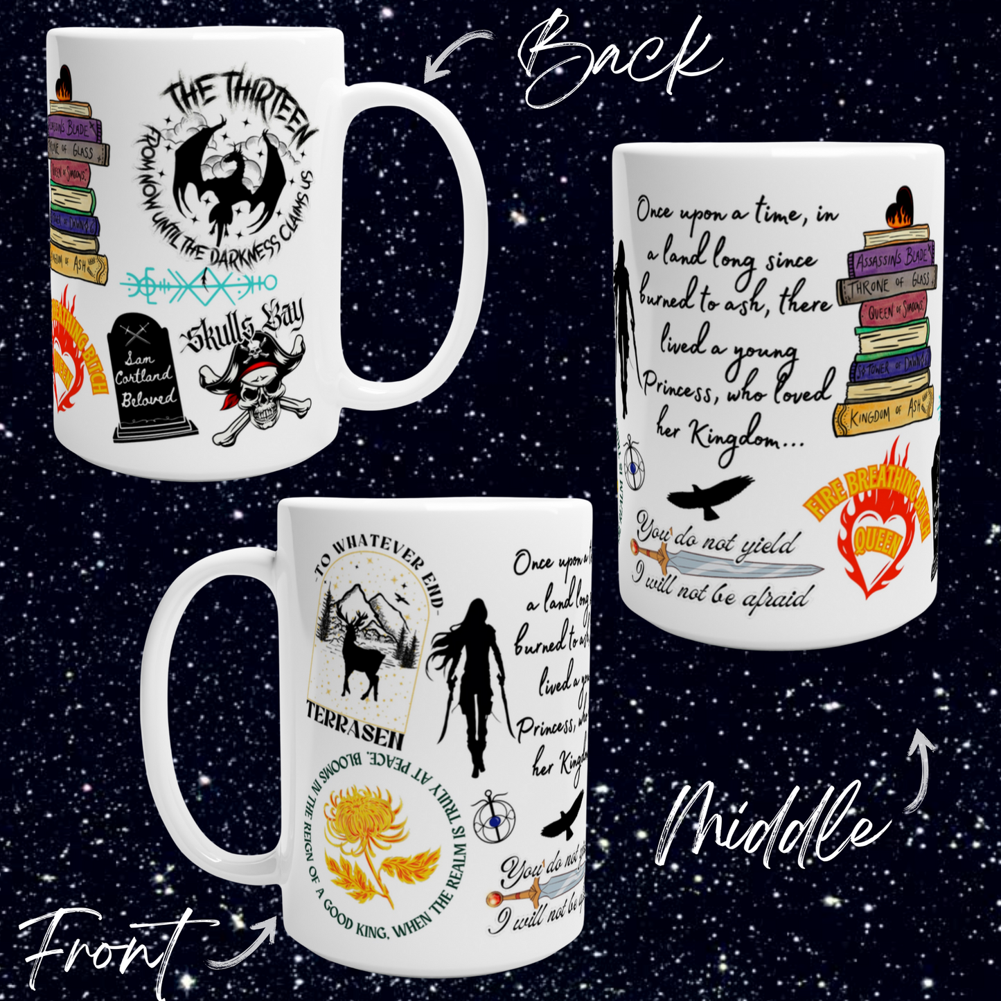 Throne of Glass BookishBaeCo Chaos Mug | Limited Edition | Sarah J Maas Terrasen Celaena Rowan Manon Bookish White 15oz Ceramic Mug