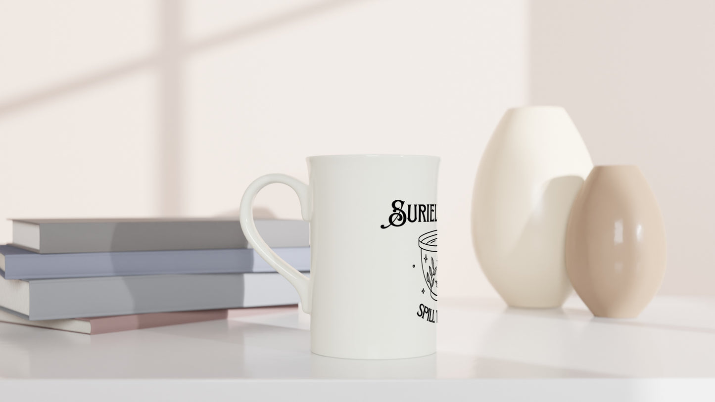 ACOTAR Suriel Spill the Tea Cup Mug Hand Drawn, Bookish BOOKTOK, Rhysand, Velaris, Night Court White 10oz Porcelain Slim Mug