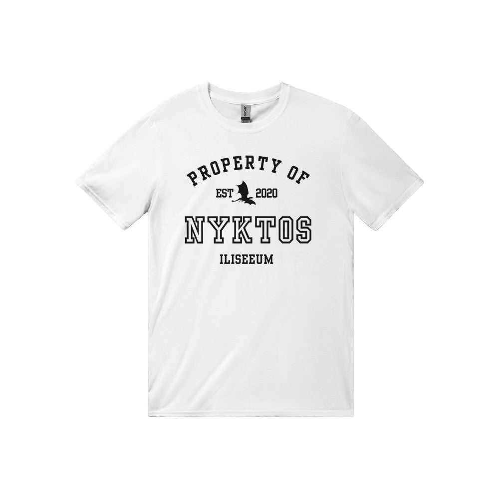 A Shadow In The Ember Property Of Nyktos Collegiate Tshirt Iliseeum JLA ASITE ALITF Merch Classic Unisex Crewneck White T-shirt