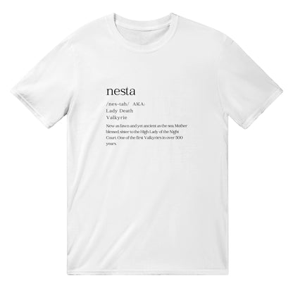 ACOTAR Nesta Dictionary Valkyrie Night Court White T-shirt Bookish Booktok Merch Velaris Unisex Oversized Crewneck Tee