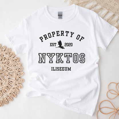 A Shadow In The Ember Property Of Nyktos Collegiate Tshirt Iliseeum JLA ASITE ALITF Merch Classic Unisex Crewneck White T-shirt