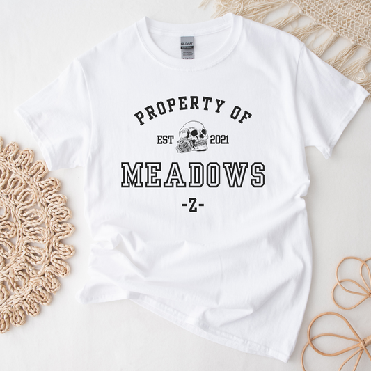 Haunting Adeline Property Of Zade Meadows Collegiate White T-shirt Cat and Mouse HD Carlton Merch Classic Unisex Crewneck Tshirt