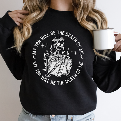 Bookish To Be Read TBR Sweatshirt Bibliophile Skeleton Halloween Fall Merch Book Lover Booktok Bookworm Classic Unisex Crewneck Sweater