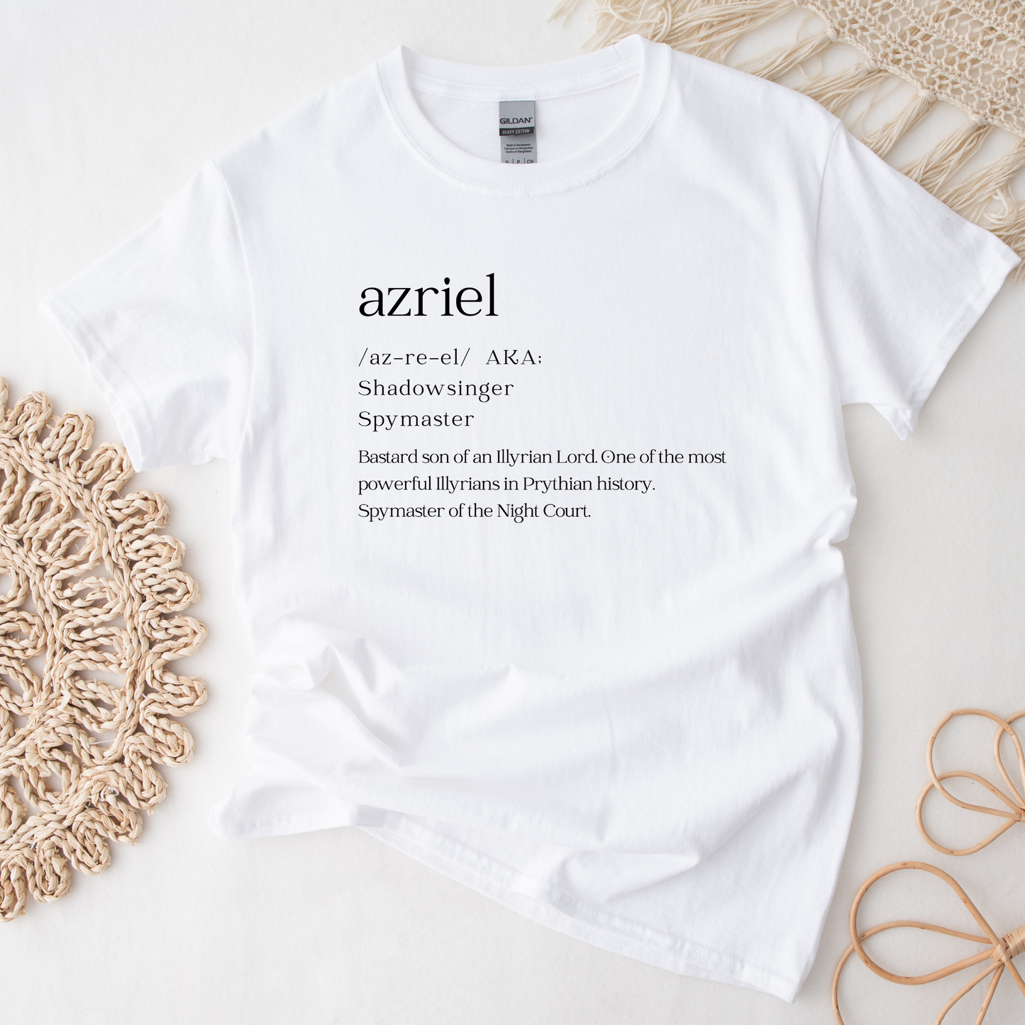 ACOTAR Azriel Dictionary Shawdowsinger Night Court White T-shirt Bookish Booktok Merch Velaris Unisex Oversized Crewneck Tee