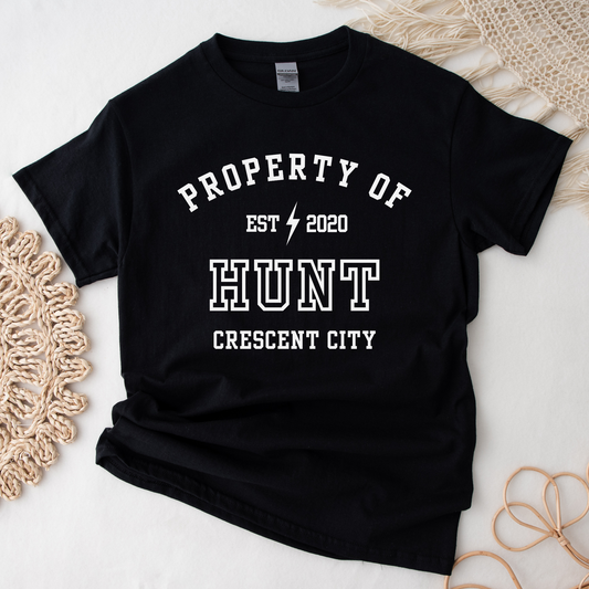 Crescent City Property Of Hunt Athalar Collegiate T-Shirt Maasiverse Merch Classic Unisex Crewneck White Tshirt