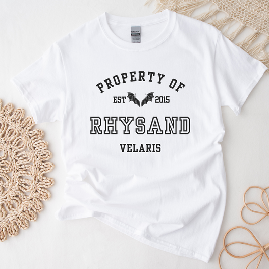 ACOTAR Rhysand Property Of the High Lord of the Night Court White T-shirt Maasiverse Merch Classic Unisex Velaris Crewneck Tshirt