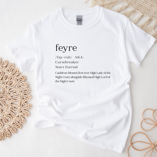 ACOTAR Feyre Dictionary High Lady of the Night Court SJM Licensed White T-shirt Bookish Booktok Merch Velaris Unisex Oversized Crewneck Tee