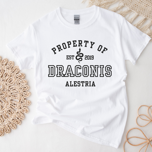 Ruthless Boys Property Of Ryder Draconis Collegiate White T-shirt Zodiac Academy Merch Classic Unisex Crewneck Tshirt