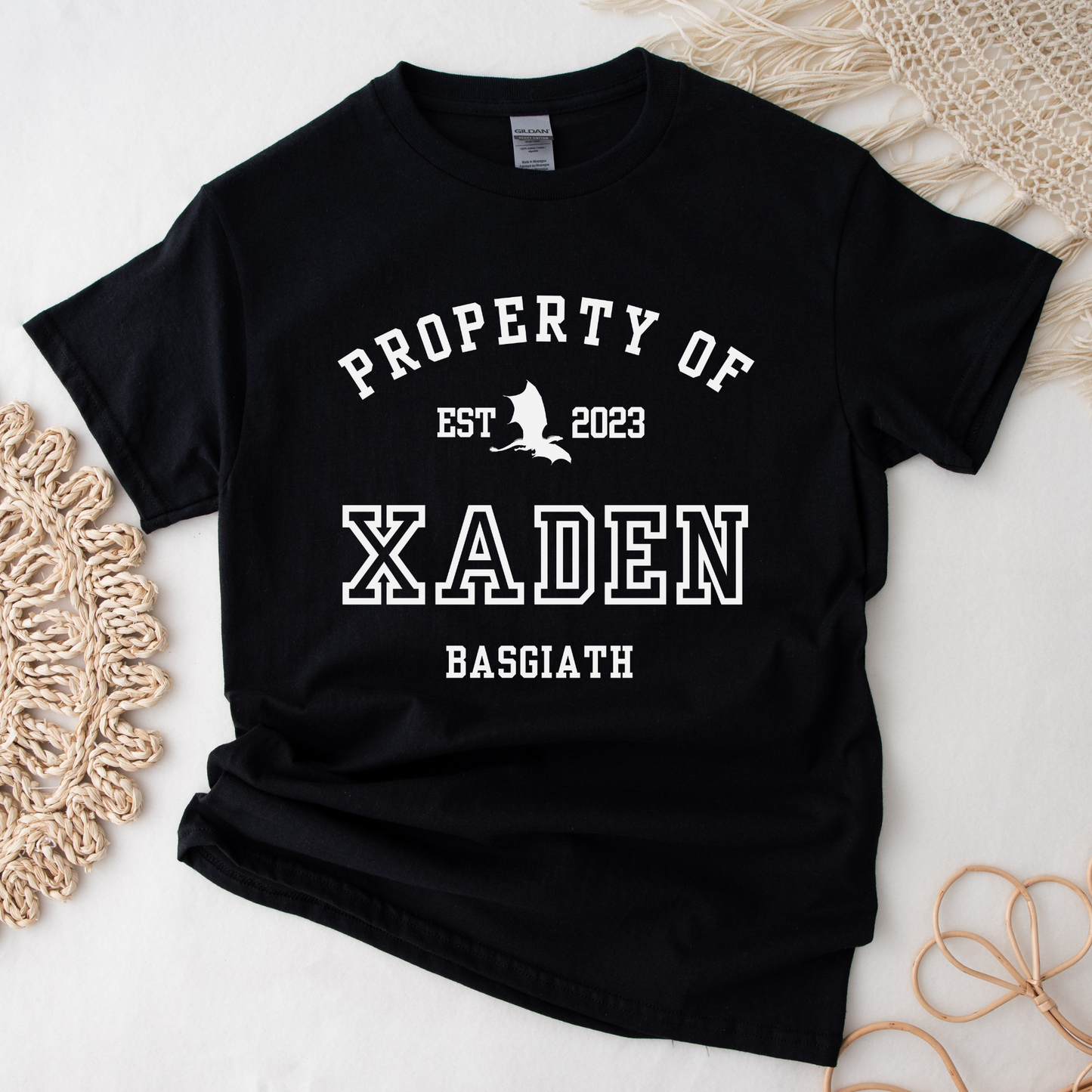 Fourth Wing Xaden Riorson Property Of Collegiate Tshirt Basgiath War College Merch Classic Unisex Crewneck T-shirt