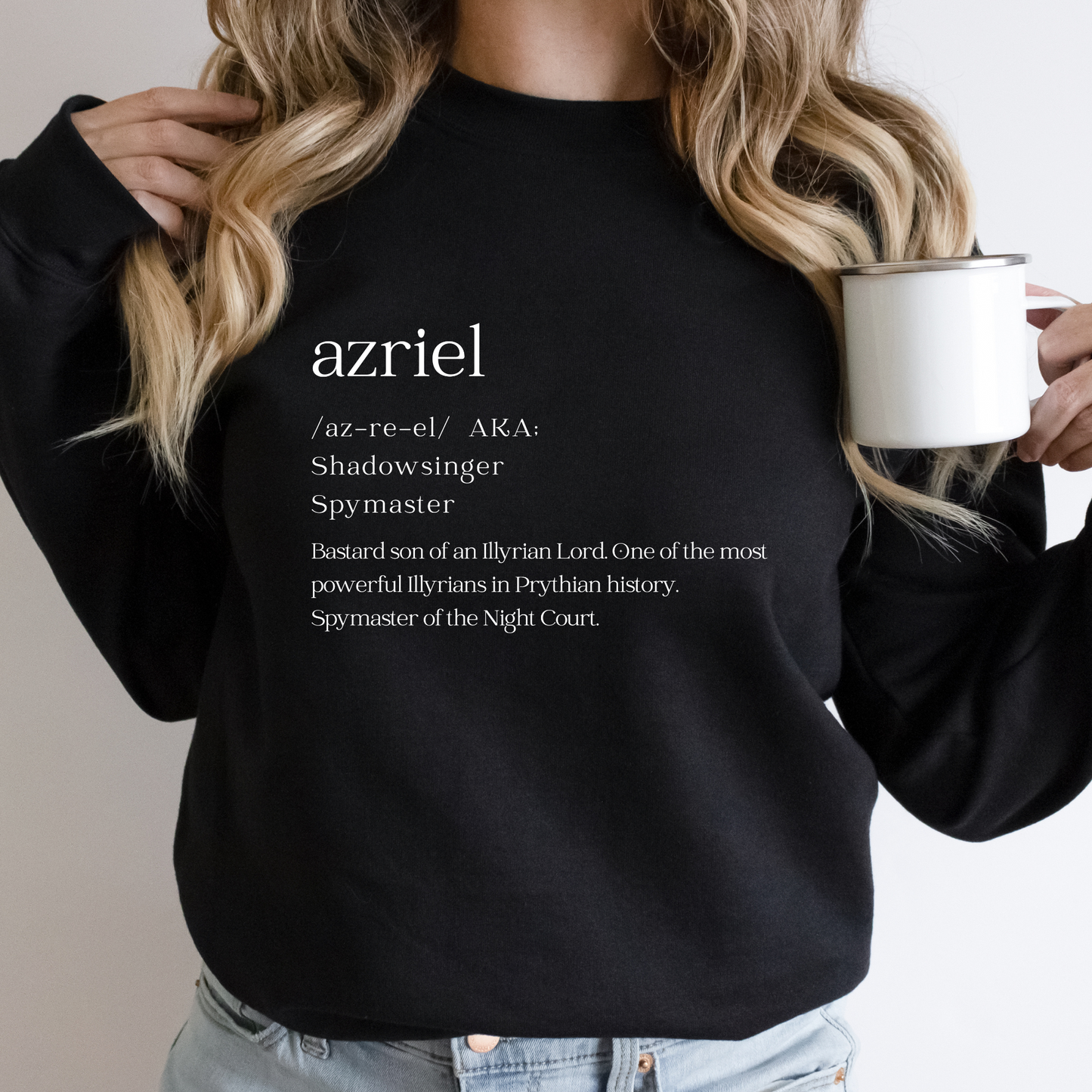 ACOTAR Azriel Dictionary Shawdowsinger Night Court Black Sweatshirt Bookish Booktok Merch Velaris Unisex Oversized Crewneck Jumper