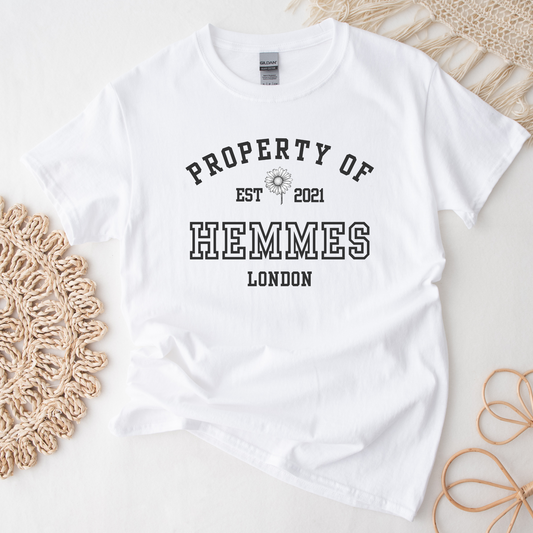 Property Of Christian Hemmes Daisy Haites Magnolia Parks Book Boyfriend Merch Classic Fit White Unisex Crewneck T-shirt