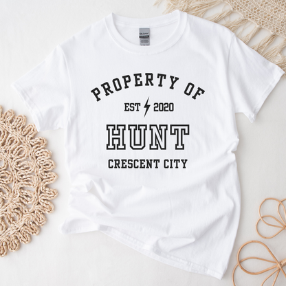 Crescent City Property Of Hunt Athalar Collegiate White T-Shirt Maasiverse Merch Classic Unisex Crewneck White T-shirt