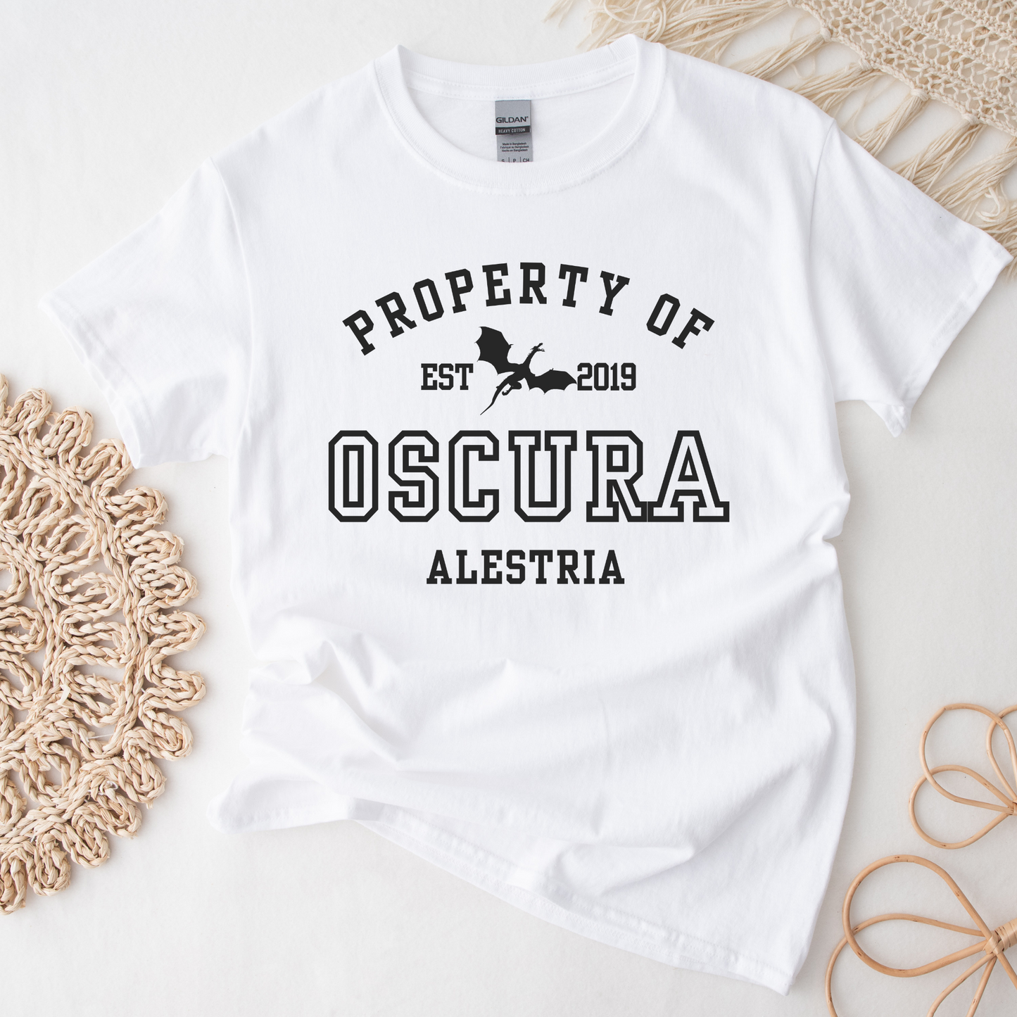 Ruthless Boys Property Of Dante Oscura Collegiate White T-shirt Zodiac Academy Merch Classic Unisex Crewneck Tshirt