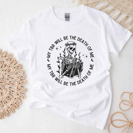 Bookish To Be Read TBR Bibliophile Skeleton Halloween Fall Merch  Book Lover Booktok Bookworm Classic Unisex Crewneck T-shirt