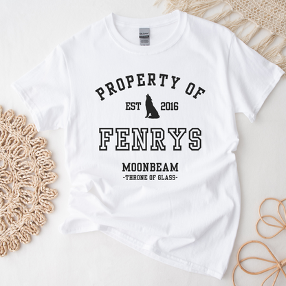 Throne of Glass Property Of Fenrys Moonbeam Collegiate White T-shirt Maasiverse Merch Classic Unisex Crewneck Tshirt