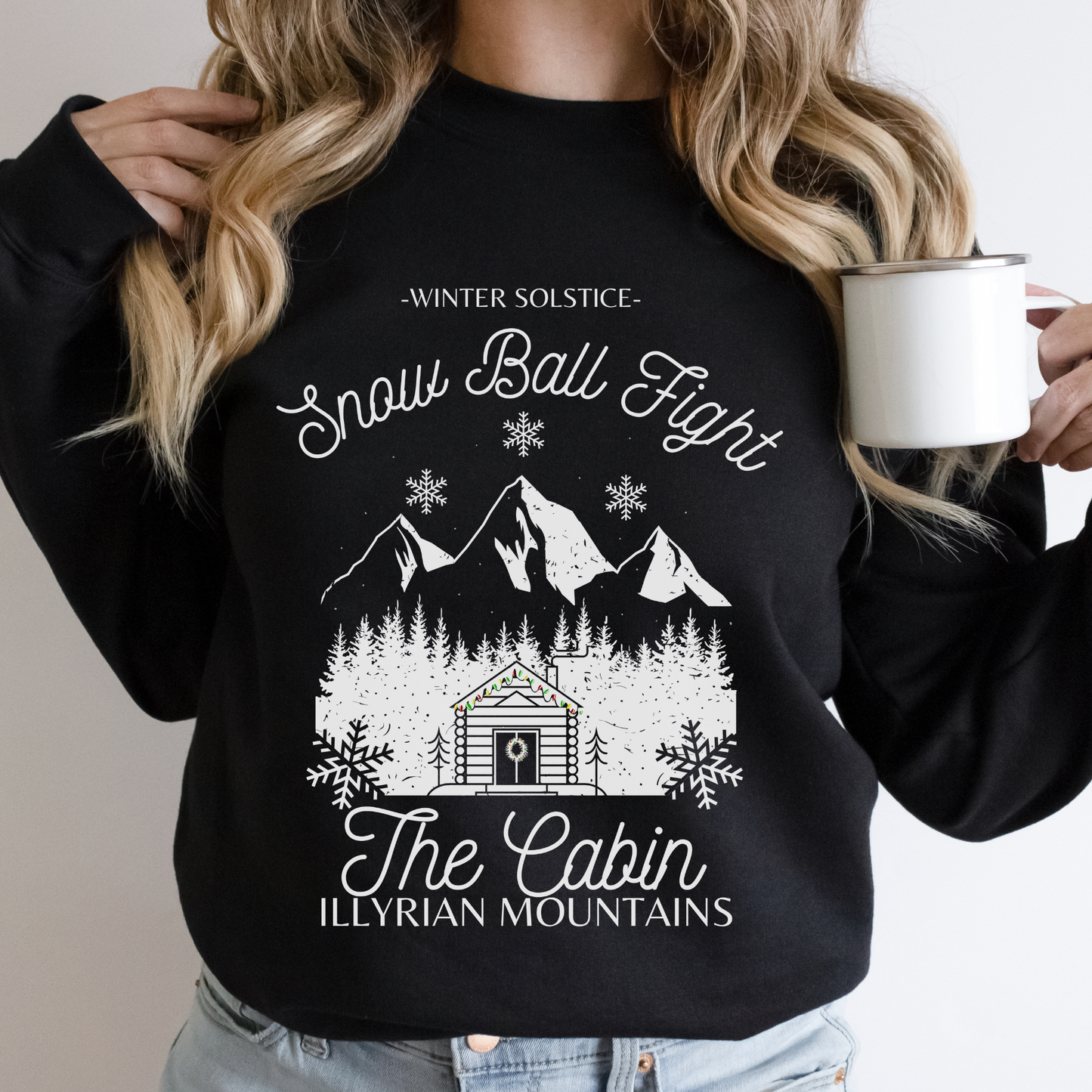 ACOTAR Christmas Jumper Winter Solstice Snow Ball Fight Illyrian Mountains Azriel Cassian Rhysand Classic Unisex Crewneck Sweatshirt