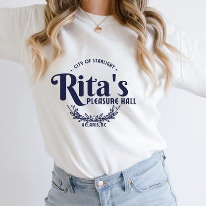 ACOTAR Ritas Pleasure Hall Sweatshirt Inner Circle Court of Thorns and Roses SJM Licensed Rhysand Feyre White Unisex Crewneck