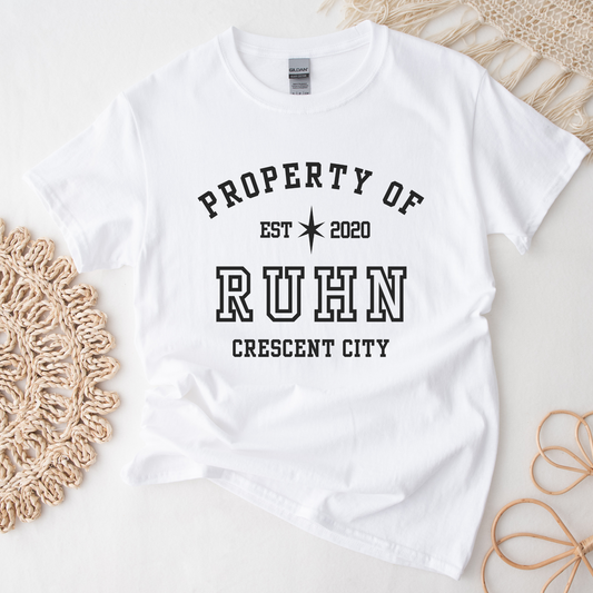 Crescent City Property Of Ruhn Danaan Collegiate White T-shirt Maasiverse Crown Prince Valbaran Merch Classic Unisex Crewneck Tshirt