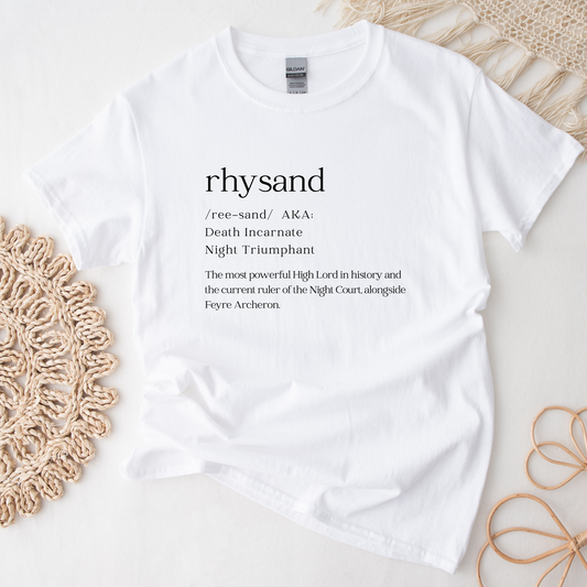 ACOTAR Rhysand Dictionary High Lord of the Night Court SJM Licensed White T-shirt Bookish Booktok Merch Velaris Unisex Oversized Crewneck