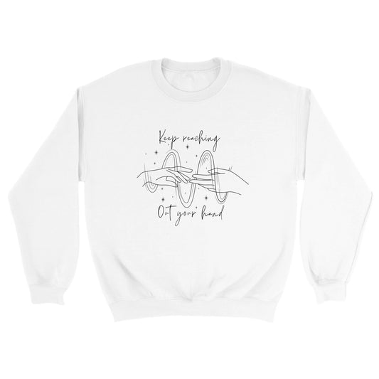 ACOTAR Nesta Cassian White Sweatshirt Unisex Crewneck Keep Reaching Out, Bookish BOOKTOK Sweater, Velaris, Night Court