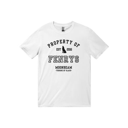 Throne of Glass Property Of Fenrys Moonbeam Collegiate White T-shirt Maasiverse Merch Classic Unisex Crewneck Tshirt