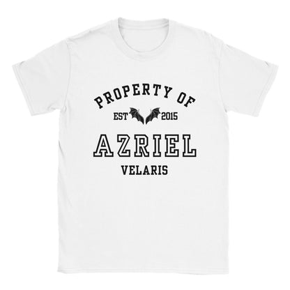 ACOTAR Azriel Property Of the Batboys Spymaster of the Night Court White T-shirt Maasiverse Merch Classic Unisex Velaris Crewneck Tshirt