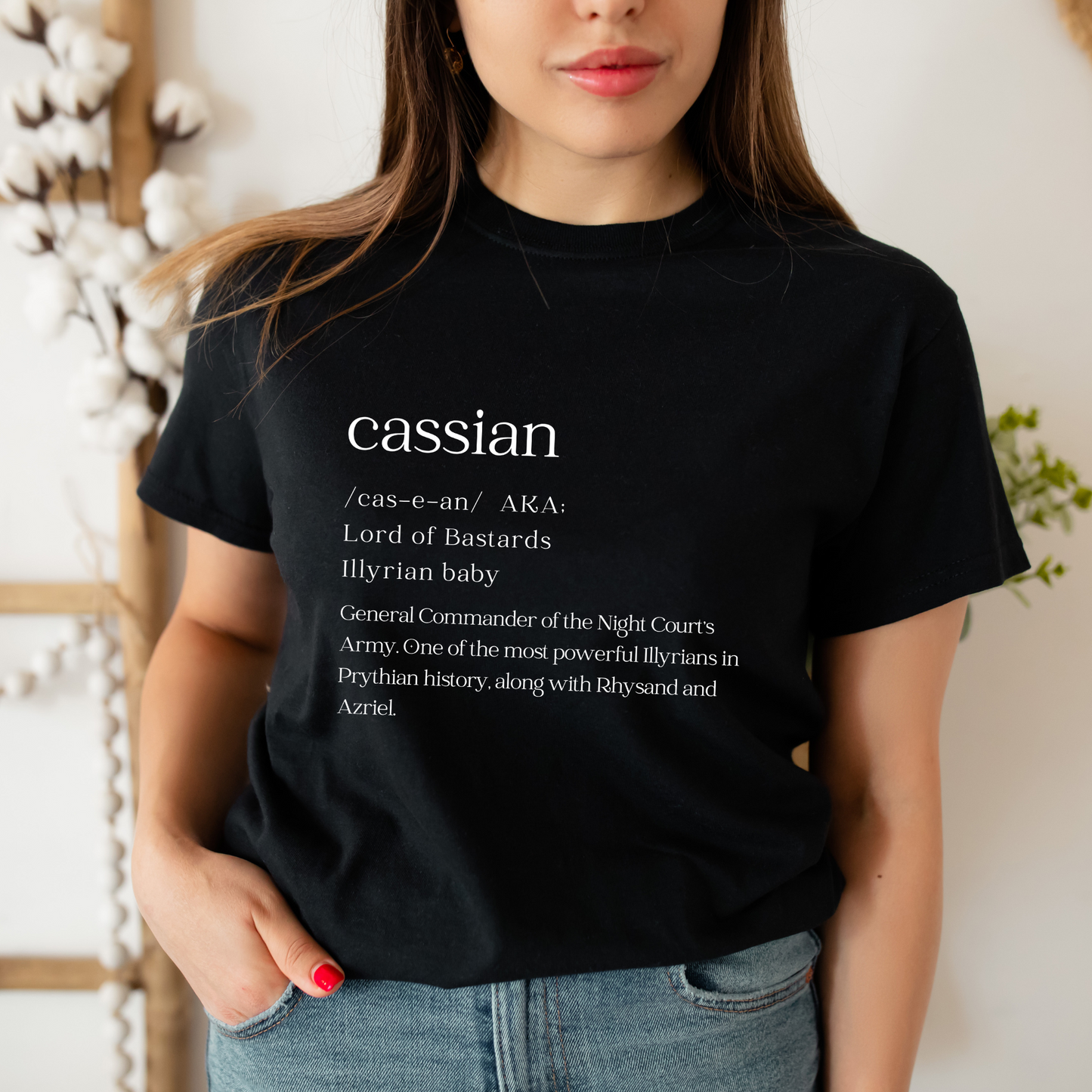 ACOTAR Cassian Dictionary Illyrian Warrior of the Night Court Black T-shirt Bookish Booktok Merch Velaris Unisex Oversized Crewneck Tee