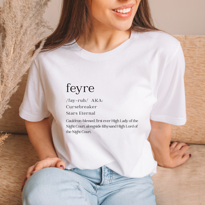 ACOTAR Feyre Dictionary High Lady of the Night Court SJM Licensed White T-shirt Bookish Booktok Merch Velaris Unisex Oversized Crewneck Tee