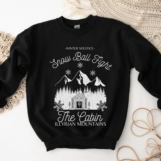 ACOTAR Christmas Jumper Winter Solstice Snow Ball Fight Illyrian Mountains Azriel Cassian Rhysand Classic Unisex Crewneck Sweatshirt