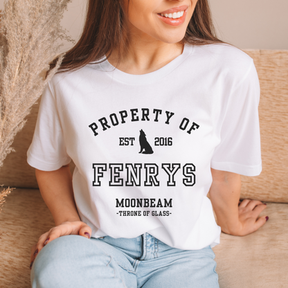 Throne of Glass Property Of Fenrys Moonbeam Collegiate White T-shirt Maasiverse Merch Classic Unisex Crewneck Tshirt