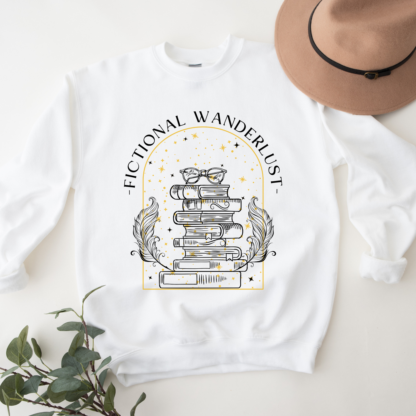 Bookish Fictional Wanderlust Booktok Jumper Gift Book Lover Bookworm ACOTAR White Classic Unisex Crewneck Sweatshirt