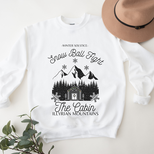 ACOTAR Christmas Jumper Winter Solstice Snow Ball Fight Illyrian Mountains Azriel Cassian Rhysand Classic Unisex Crewneck Sweatshirt