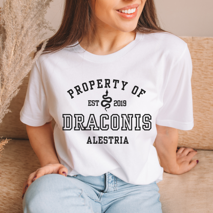 Ruthless Boys Property Of Ryder Draconis Collegiate White T-shirt Zodiac Academy Merch Classic Unisex Crewneck Tshirt