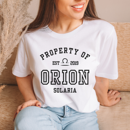 ZA Property Of Lance Orion Collegiate White T-shirt Zodiac Academy Merch Classic Unisex Crewneck Tshirt