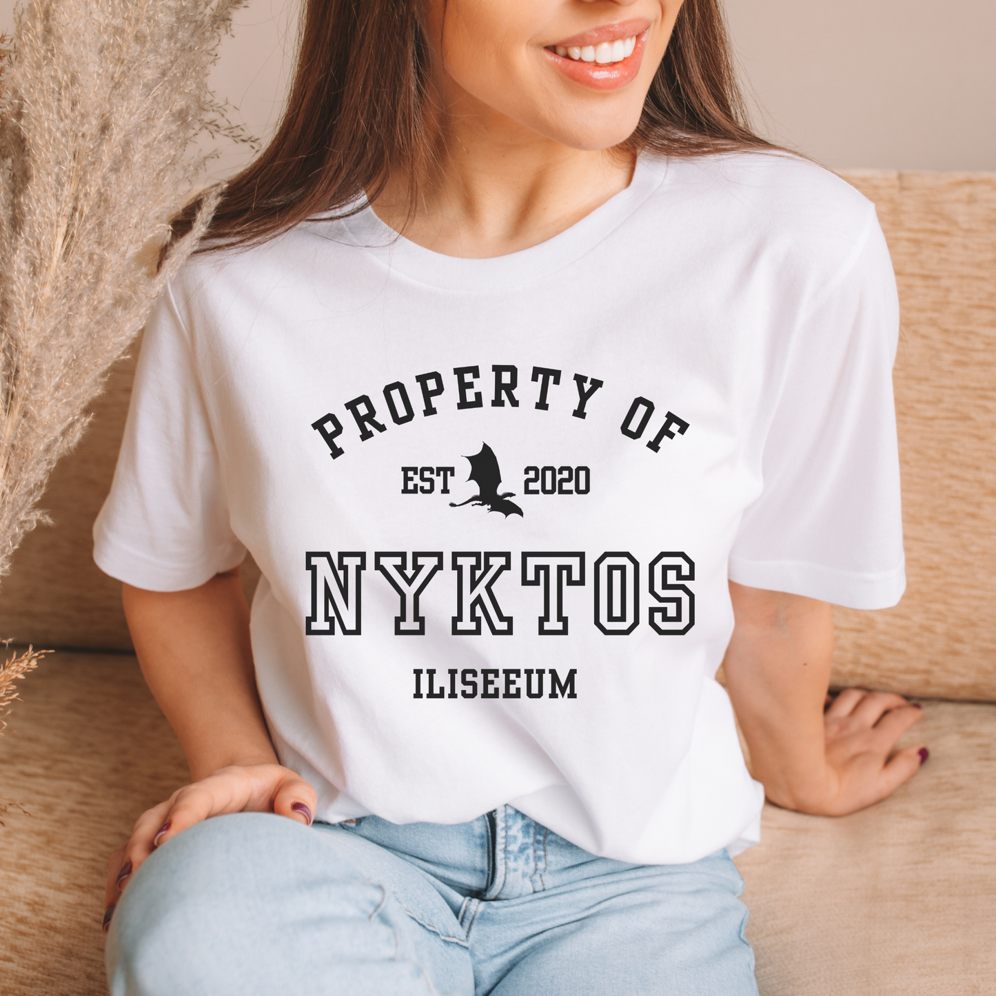 A Shadow In The Ember Property Of Nyktos Collegiate Tshirt Iliseeum JLA ASITE ALITF Merch Classic Unisex Crewneck White T-shirt
