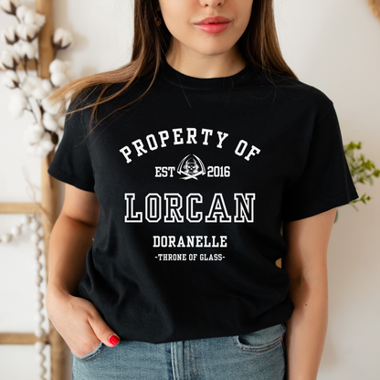 Throne of Glass Property Of Lorcan Collegiate T-shirt Maasiverse Merch Classic Unisex Crewneck Tshirt