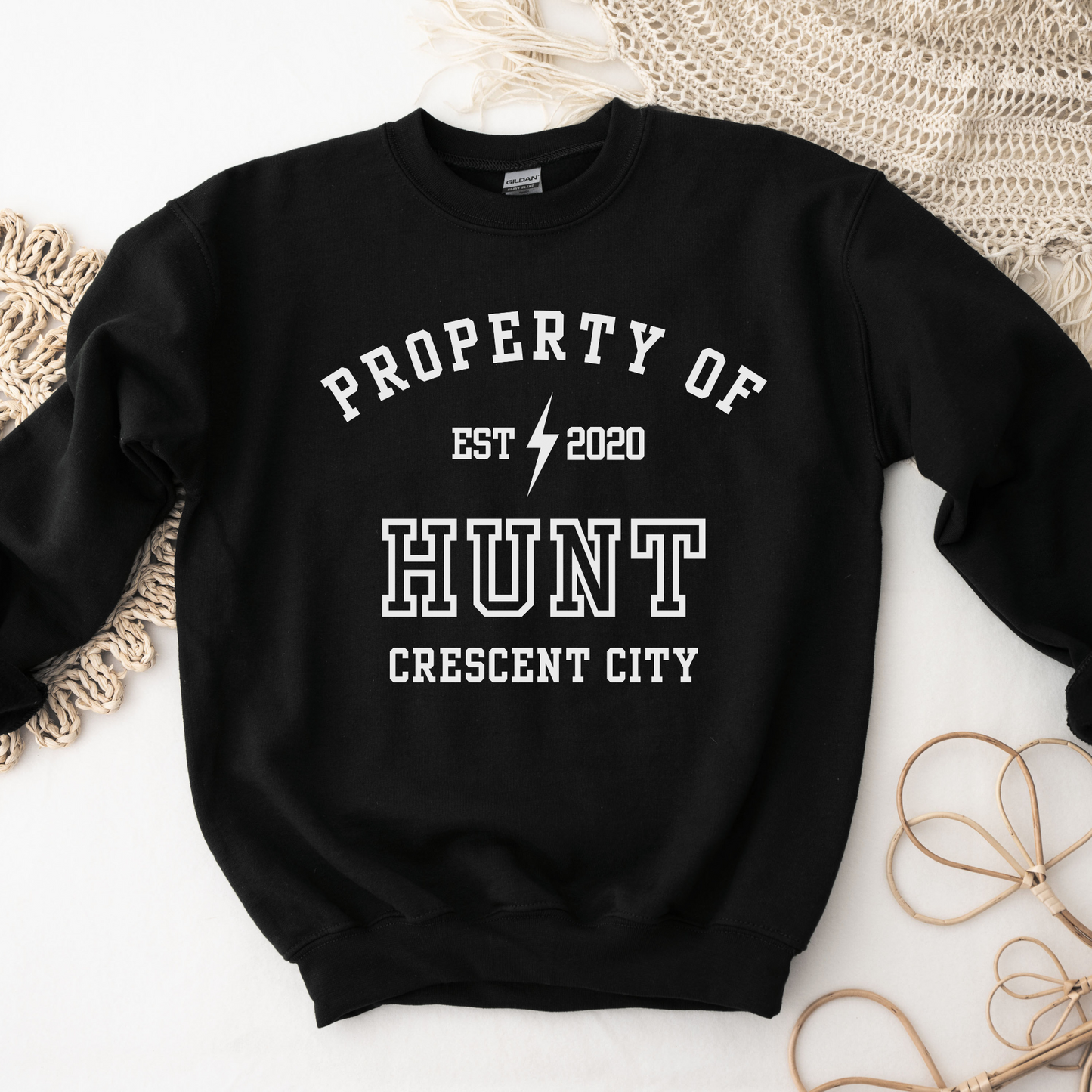 Crescent City Property Of Hunt Athalar Collegiate Sweatshirt Maasiverse Merch Classic Unisex Crewneck Sweatshirt