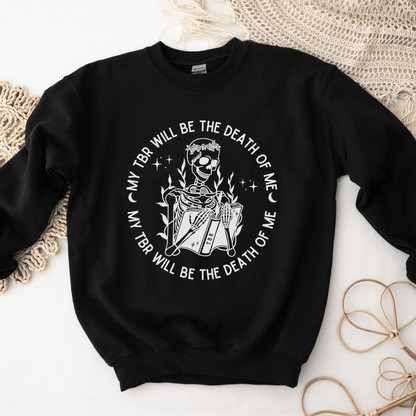 Bookish To Be Read TBR Sweatshirt Bibliophile Skeleton Halloween Fall Merch Book Lover Booktok Bookworm Classic Unisex Crewneck Sweater