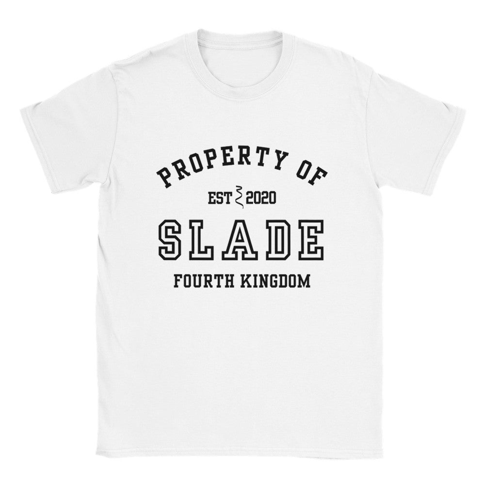 Plated Prisoner Property of Slade Collegiate White T-Shirt Commander Rip Merch Classic Unisex Crewneck Tshirt