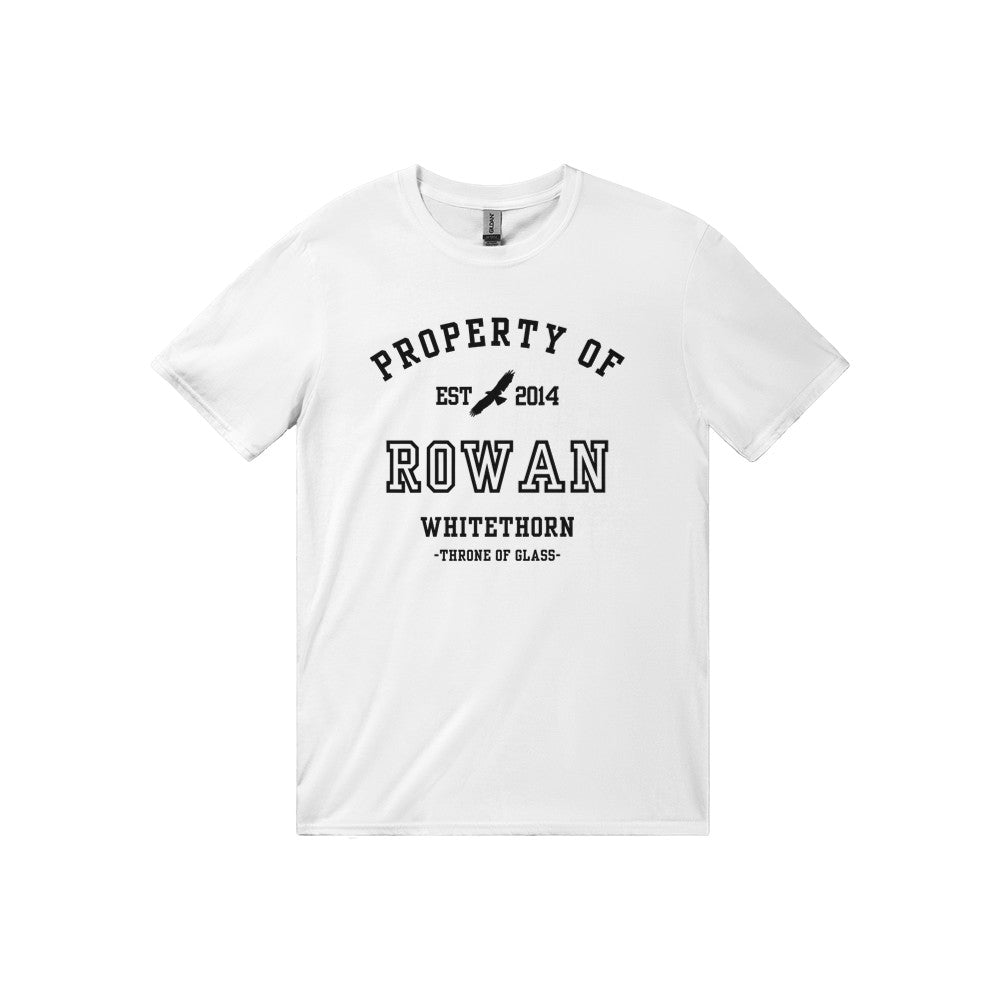 Throne of Glass Property Of Rowan Whitethorn Collegiate White T-shirt Maasiverse Merch Classic Unisex Crewneck Tshirt