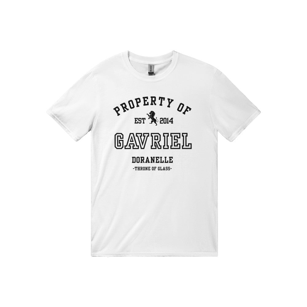 Throne of Glass Property Of Gavriel Collegiate White T-shirt Maasiverse Merch Classic Unisex Crewneck Tshirt