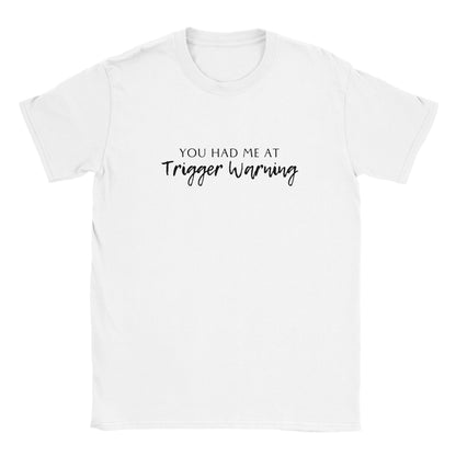 Bookish Trope Trigger Warning Avid Reader Book Lover Gift Romance Fantasy Reader White Unisex Oversized Crewneck T-shirt