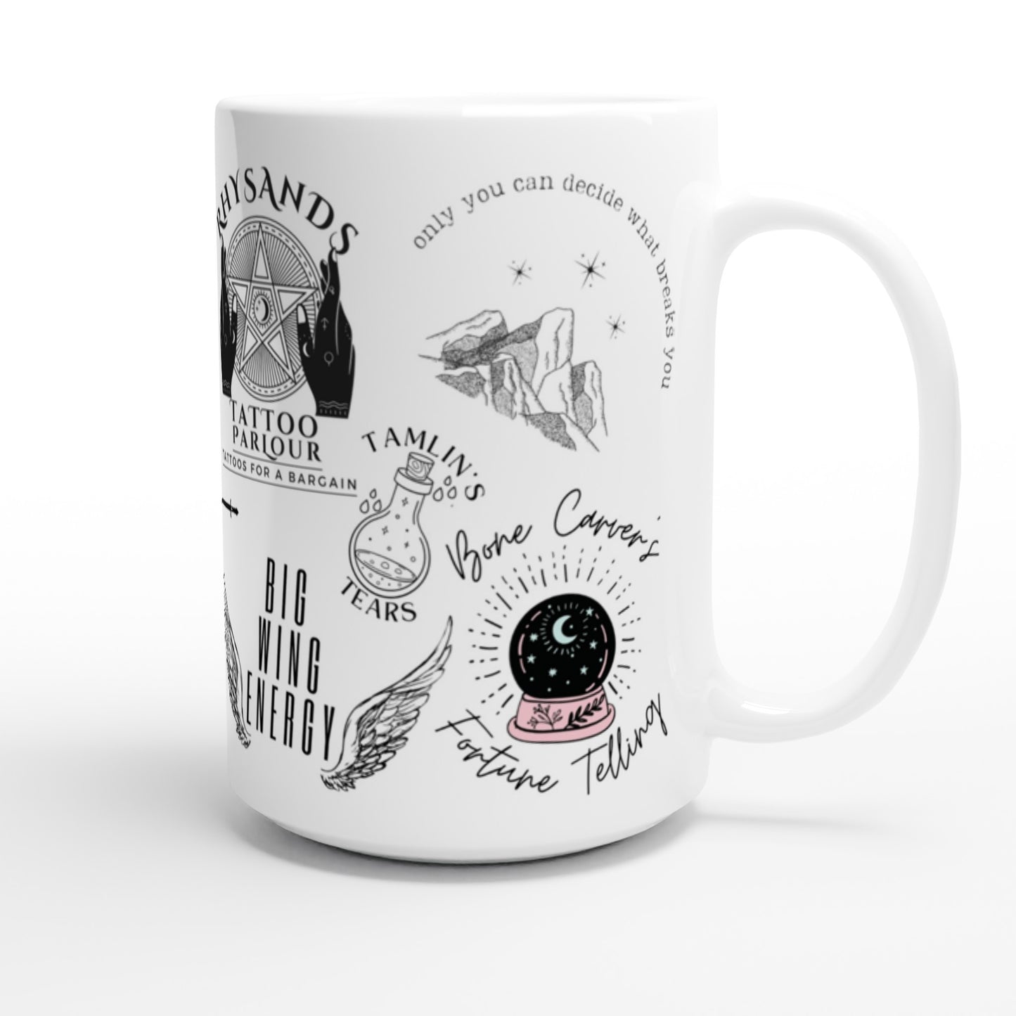 ACOTAR BookishBaeCo Chaos Mug  | Limited Edition |  Sarah J Maas Night Court Velaris Rhysand Feyre Suriel Bookish White 15oz Ceramic Mug