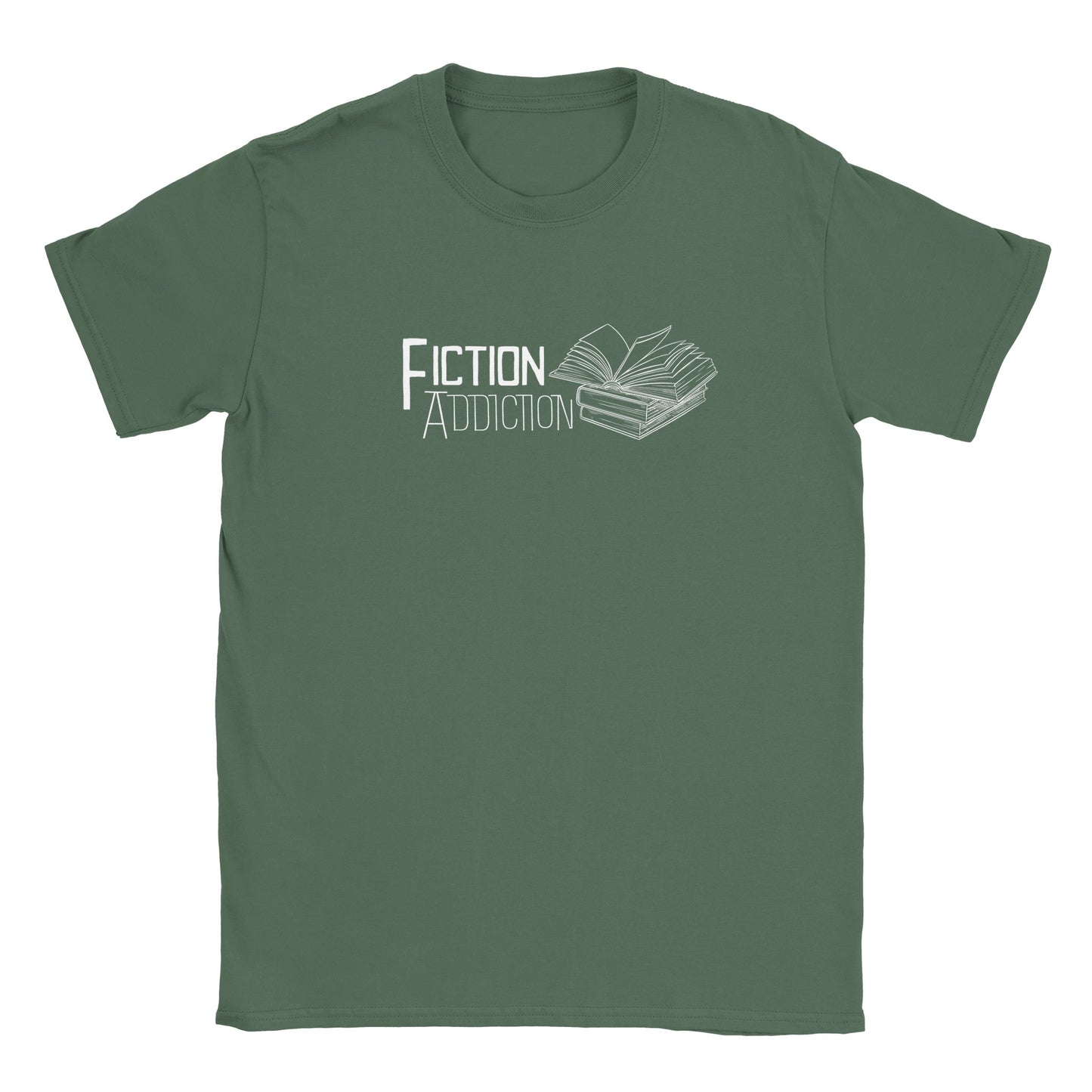 Fiction Addiction Reading Shirt, Booklover T-shirt, Librarian Gift, Teacher Tee Classic Dark Unisex Crewneck T-shirt