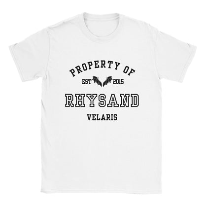 ACOTAR Rhysand Property Of the High Lord of the Night Court White T-shirt Maasiverse Merch Classic Unisex Velaris Crewneck Tshirt