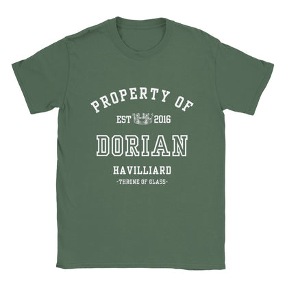 Throne of Glass Property Of Dorian Havilliard Collegiate T-shirt Maasiverse Merch Classic Unisex Crewneck Tshirt