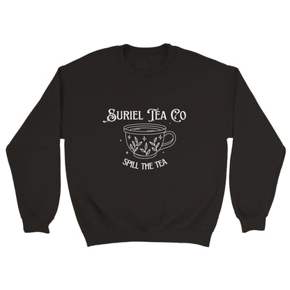 ACOTAR Suriel Tea Co Sweatshirt, Jumper, Bookish BOOKTOK Sweater, Spill The Tea Rhysand, Velaris, Night Court Unisex Black Crewneck